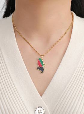 Colombian Ukrainian ethnic chain map necklace pendent