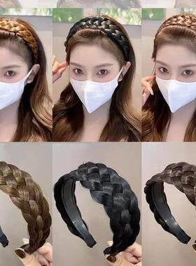 Wig Braided Headbands for Women Fishbone Wide Twist Hairband