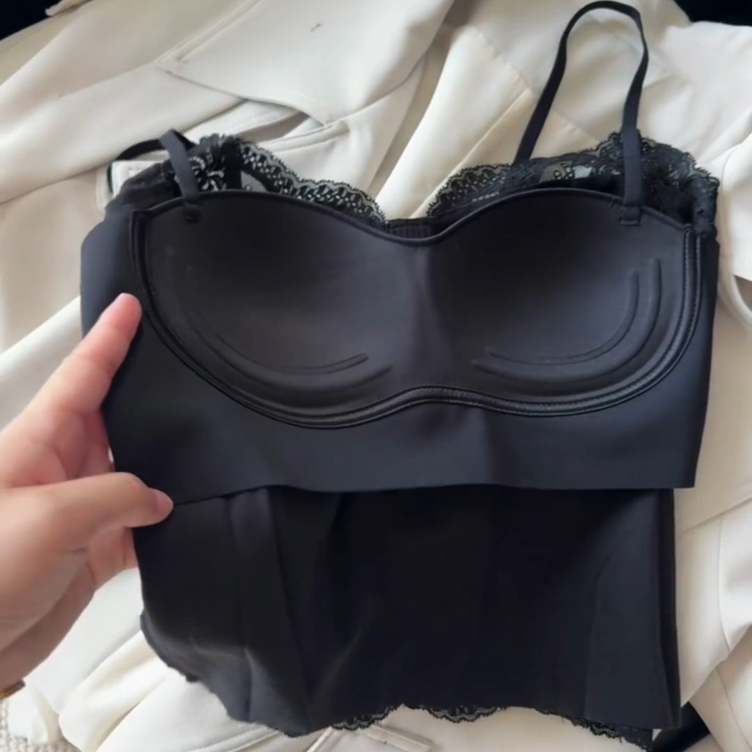 2025法式蕾丝小吊带背心女修身显瘦打底外穿美背带胸垫一体式抹胸,淘宝优惠券,粉丝福利购,淘宝优惠卷