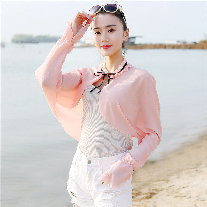 雪纺衫外搭薄夏季新款透气防晒衣 喻俏喻美短外套