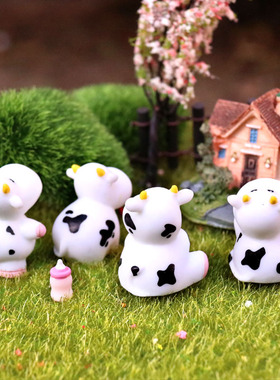 可爱Q版小奶牛树脂公仔玩偶多肉花盆微景观装饰摆件