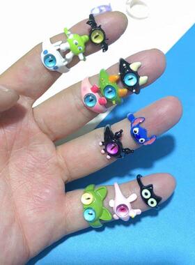 小怪兽独眼可爱开口戒指女