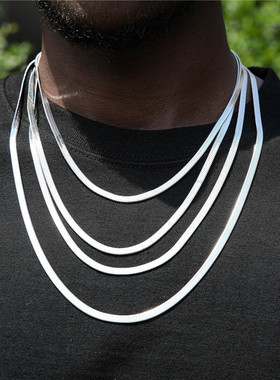 欧美式简约扁刀片蛇骨项链中性颈链锁骨链肯豆高级感素链