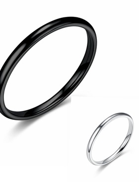 2mm钛钢细戒指女士韩版小众指环网红欧美不锈钢光面情侣戒指