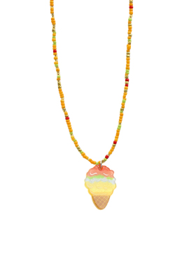 韩国冰淇淋夏季项链小女孩公主可爱卡通锁骨链彩色串珠配饰潮