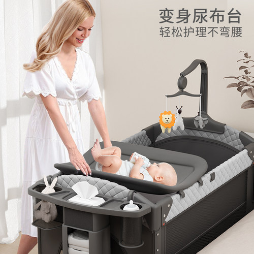 ULOP优乐博婴儿床可折叠拼接大床移动宝宝床便携式新生婴儿尿布台 - 图0