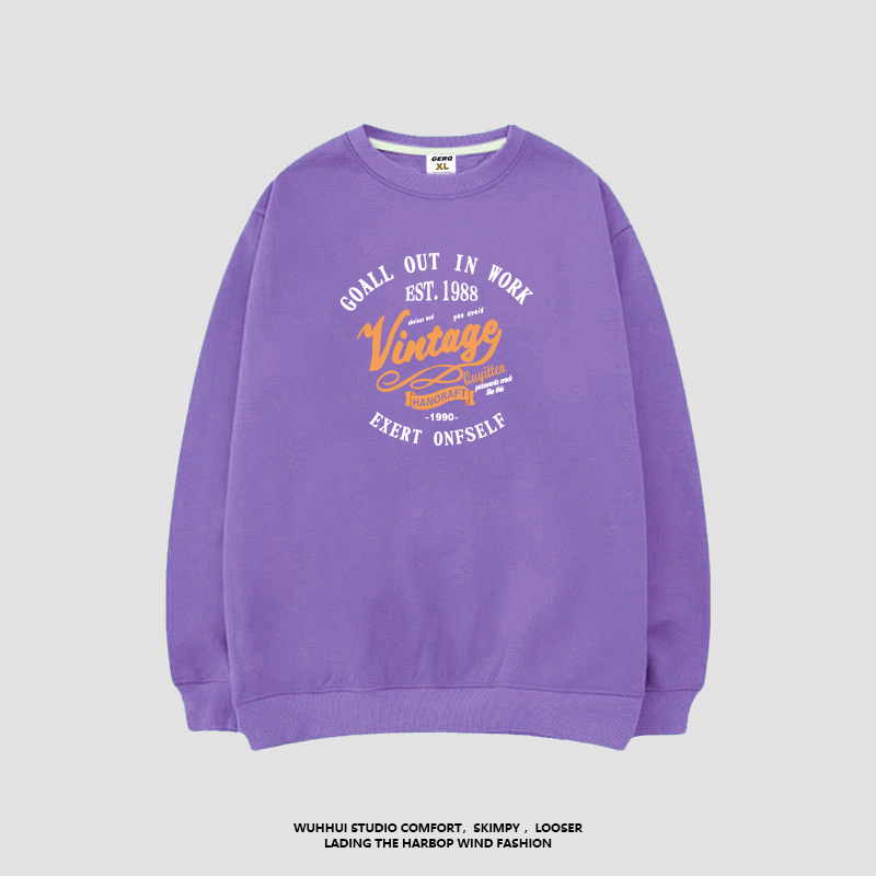 gerq美式高街卡通复古圆领男女卫衣 谷尔骑卫衣