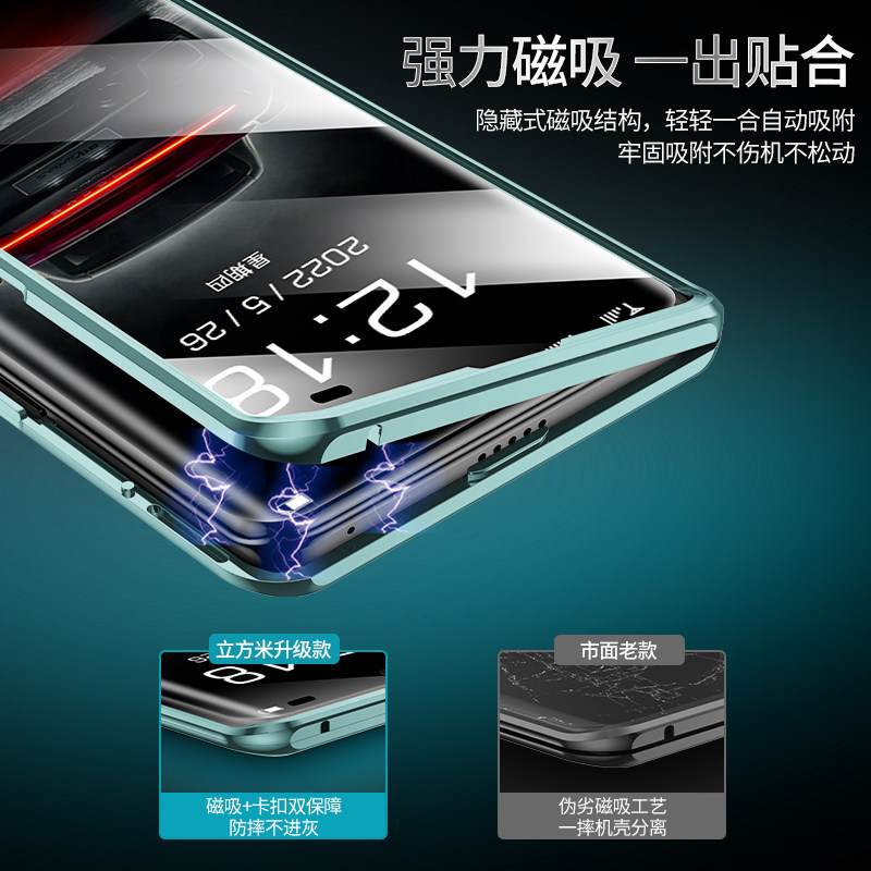 华为mate60pro素皮玻璃全包防偷窥手机壳双面包镜头保护套保时捷磁吸透明防摔散热免贴膜超薄视看新男女适用