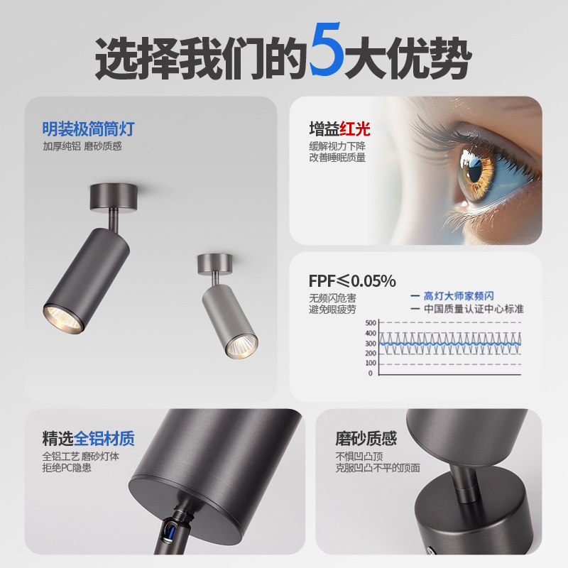 led明装可调角度射灯不锈钢中古风餐厅玄关背景调角度包豪斯射灯,淘宝优惠券,粉丝福利购,淘宝优惠卷