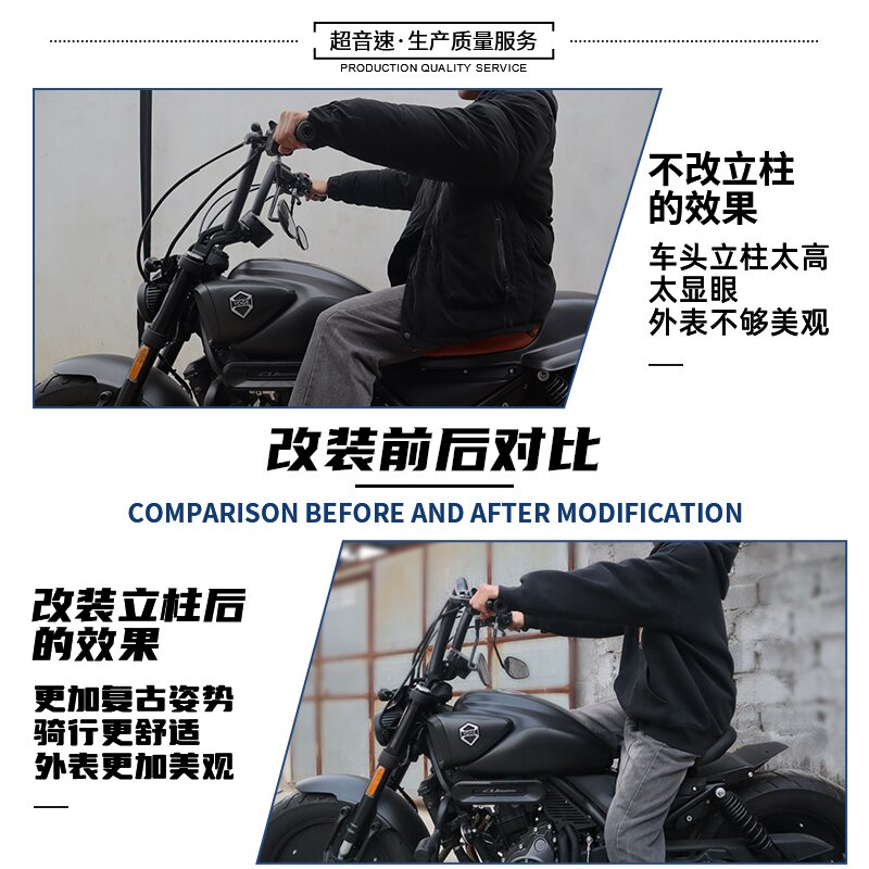 适用隆鑫无极CU525改装车把 青春版改装高把方向把羊角把猿猴把 - 图0