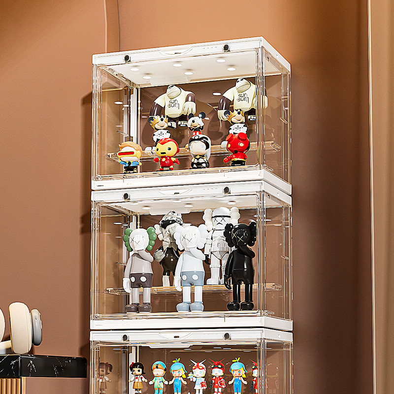 Transparent dustproof figure storage box wall hanging with light