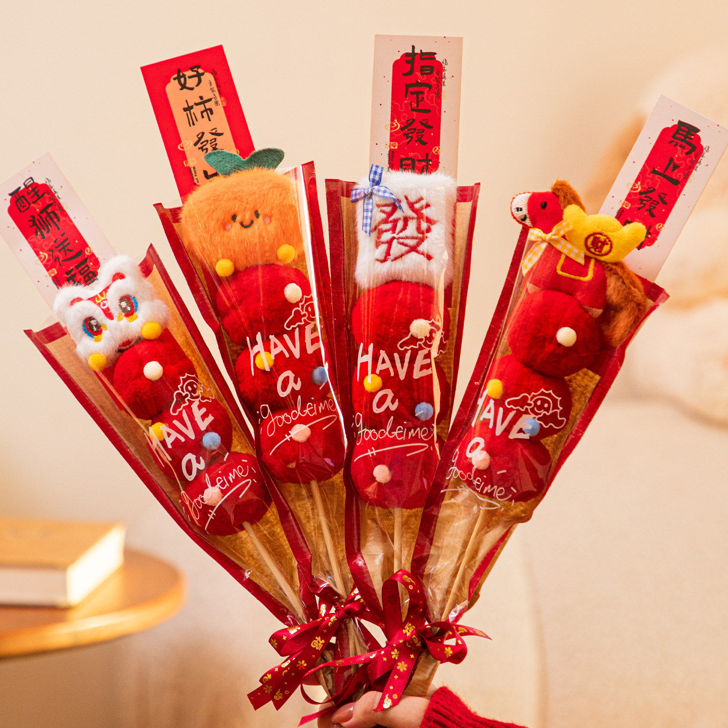 2026马年新年装饰毛绒糖葫芦桌面摆件过年家居装饰品创意春节,淘宝优惠券,粉丝福利购,淘宝优惠卷