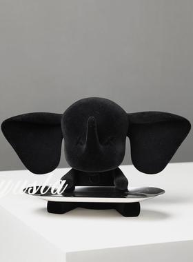 极简轻奢盘高挡可爱摆件家居客厅进门入户玄关钥匙收纳托软装饰品