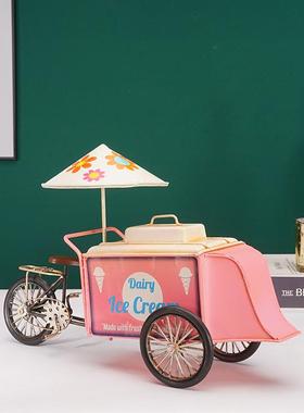 复古冰淇淋店车桌面摆件模型铁艺甜品橱窗酒柜样板间装饰品工艺品