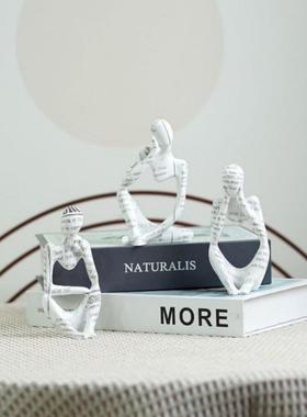 跨境炫彩迷你抽象人物家居摆件时尚涂电鸦雕塑视柜玄关树脂工艺品