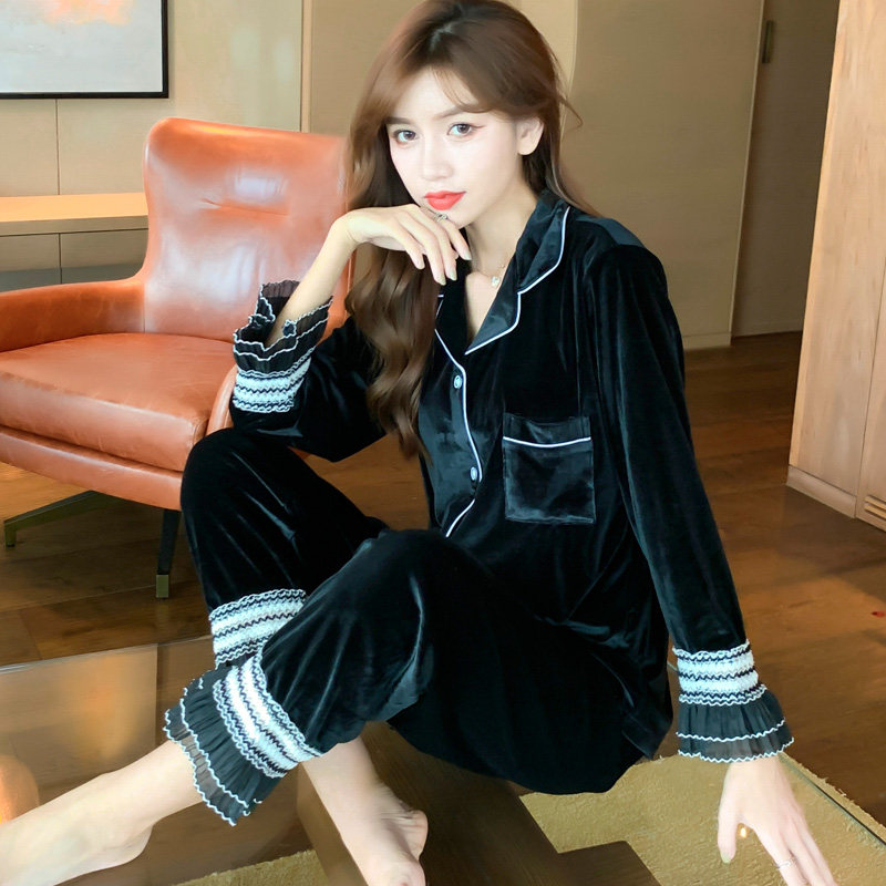 秋冬款长袖两件套女士金丝绒睡衣 阮坊睡衣/家居服套装