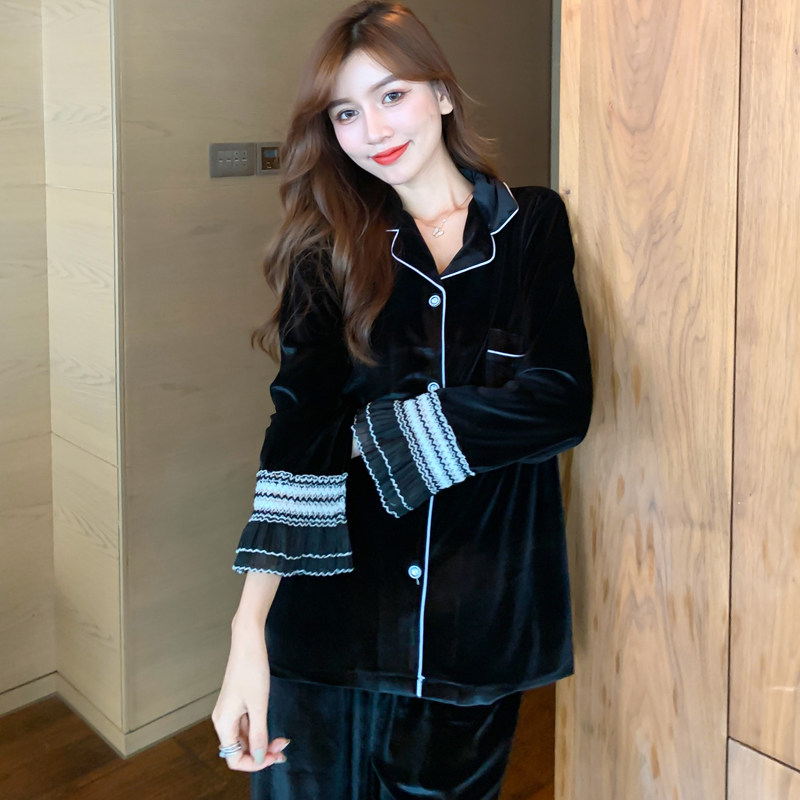 秋冬款长袖两件套女士金丝绒睡衣 阮坊睡衣/家居服套装