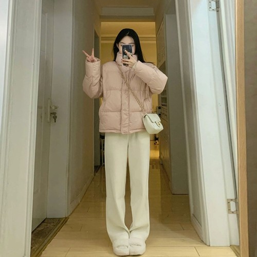 90白鸭绒短款立领羽绒服女2025秋冬季新款洋气减龄加厚保暖外套潮 - 图3