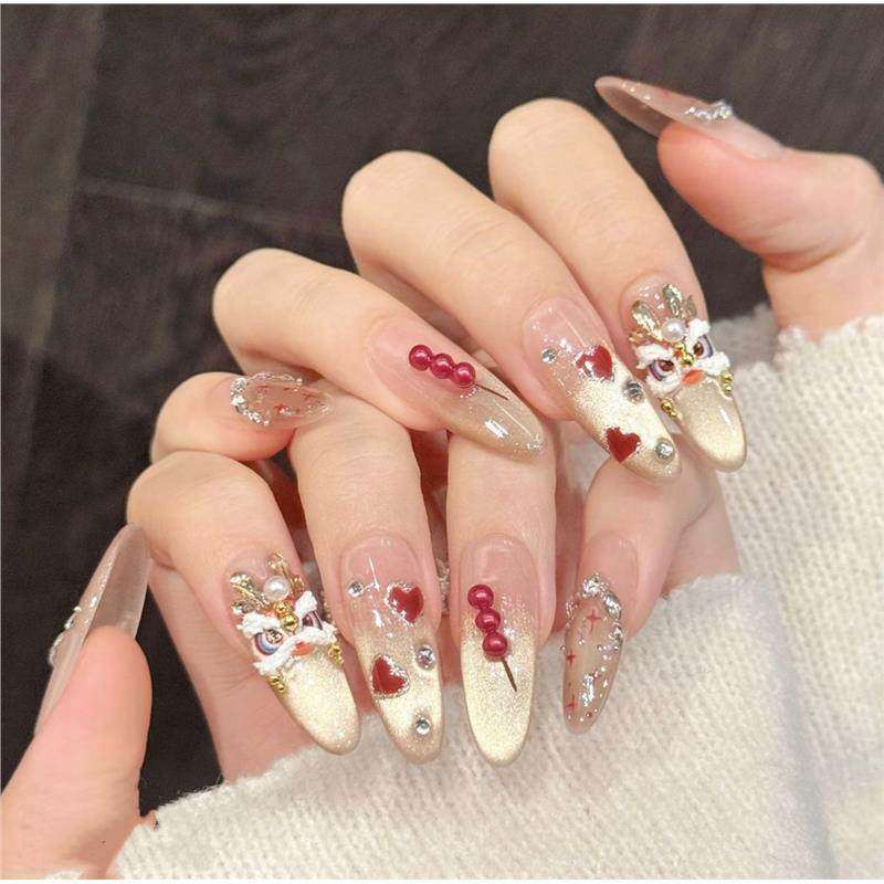 【龙韵金绯】龙纹金粉糖葫芦饰国潮长款美甲穿戴式手工,淘宝优惠券,粉丝福利购,淘宝优惠卷