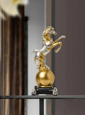 跨境热销金色小骏马树脂工艺品摆件家居雕像摆件桌面酒柜装饰礼品
