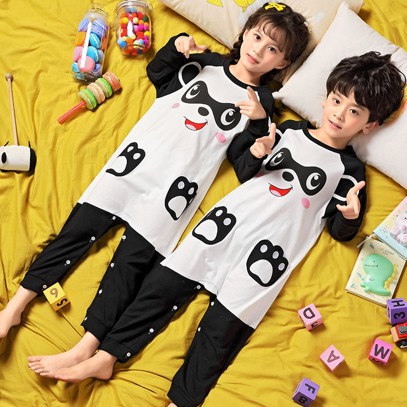 春秋季儿童连体女童纯棉长袖夏睡衣 雅芙雨睡衣/家居服套装