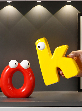 OK-hi字母摆件玄关客厅电视鞋柜装饰书架卧室治愈情绪餐边柜艺术