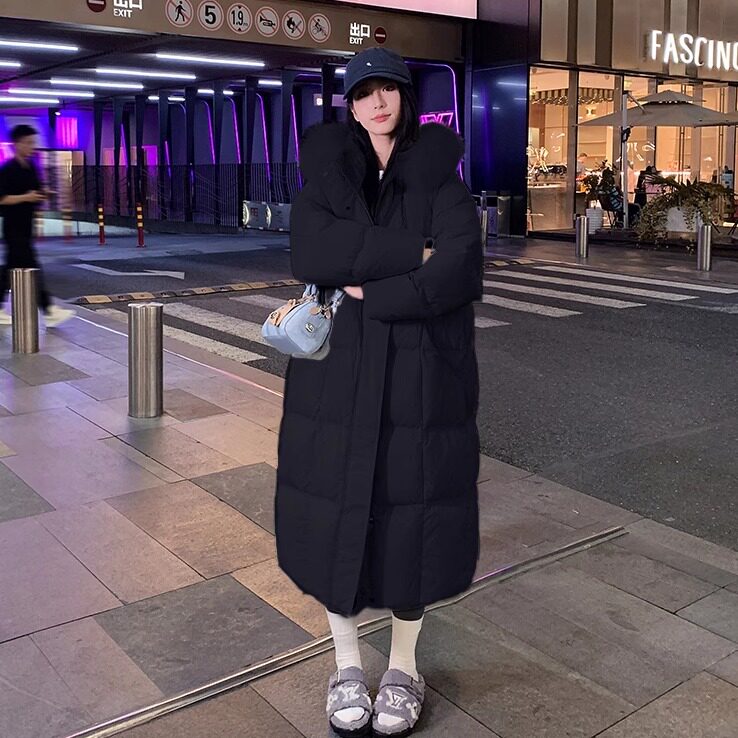 反季羽绒棉服女长款过膝oversize大毛领宽松棉衣外套2025年新款潮,淘宝优惠券,粉丝福利购,淘宝优惠卷