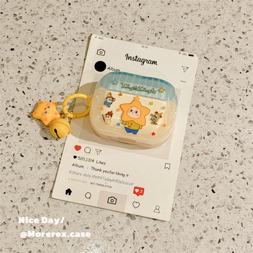 MoreRex可爱星星小人带挂饰适用苹果新4代airpods蓝牙无线耳机保护套1/2/3硅胶软壳airpodspro三代女新款小众 - 图1