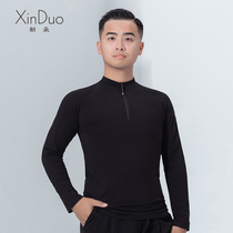 New Duo Latin Dance Suit Blouse Mens Fall New Zipper Long Sleeves National Mark Dance Morden Dance Suit of Friendship