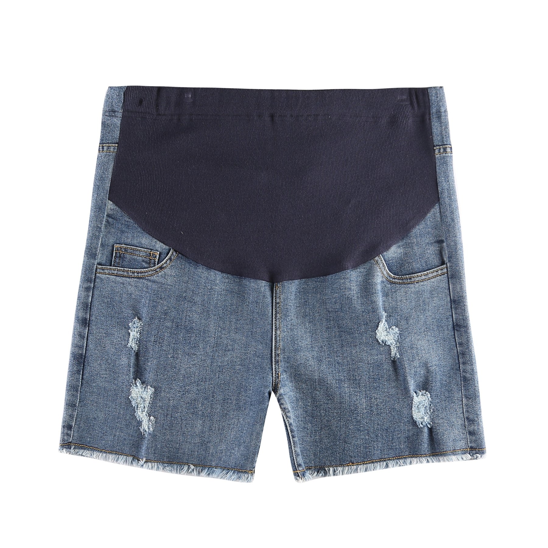 加大码孕妇牛仔短裤子夏季打底裤 优孕芳孕妇直筒裤