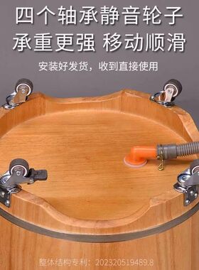 泡脚桶木桶带轮子带排水足浴桶过小腿高深桶家用木质洗脚桶木盆