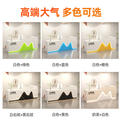 轻奢吧台收银台店铺小型桌柜商用美容院理发服装店公司前台接待台 - 图3
