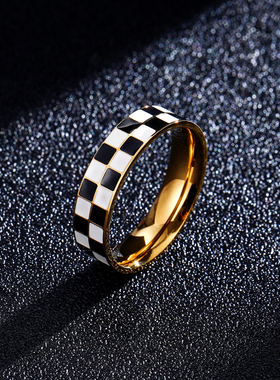 舒妃娅男女同款钛钢时尚黑白格子