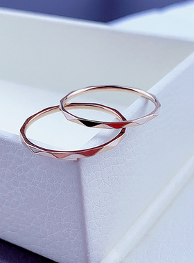 戒指ins素圈简约个性菱格纹关节