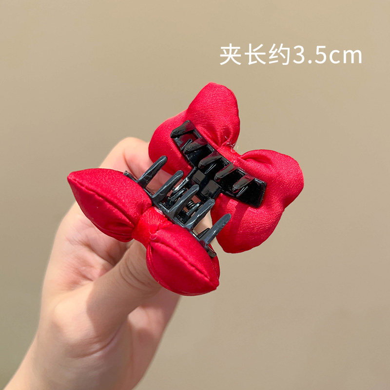 蝴蝶结抓夹儿童公主头对夹新年刘海碎发夹红色拜年头饰女童发卡子 - 图2