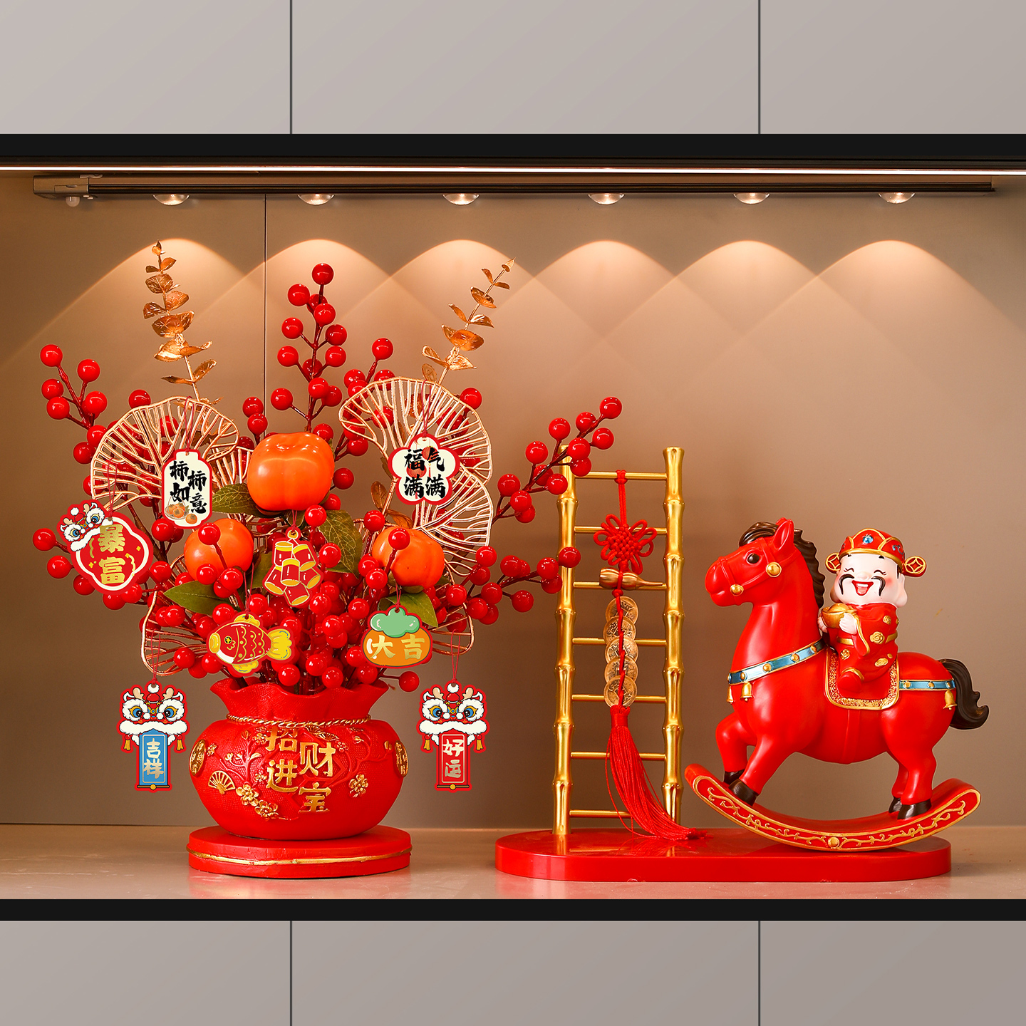 招财新年玄关装饰桌面摆件客厅福桶马摆件新居乔迁婚庆开业送礼品 - 图1