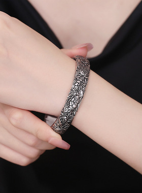 花复古女式开口手镯啊