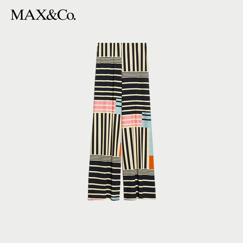 MAX&Co.春夏工艺平纹针织阔腿长裤6781024402max - 图3