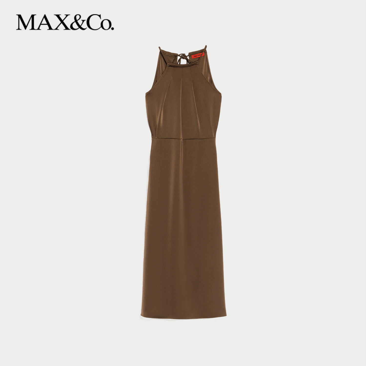 【甄选惠享】MAX&Co.2025春夏H型缎面挂脖领连衣裙6221125402