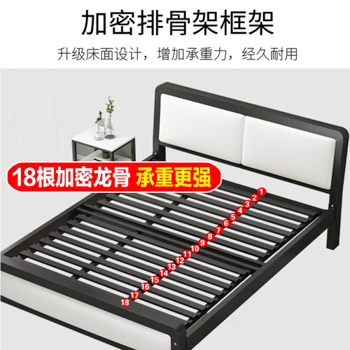 铁艺床双人床现代简约家用简易1.8铁架床加厚加固加密1.5米单人床 - 图2