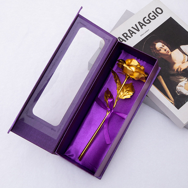 康乃馨金箔花礼盒520七夕情人节礼物24K金箔玫瑰花铂金花束单支