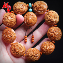 Su Artificial Zhoushan Olive Nuclear Sculpture Old Nuclear Quad 2 5 Large Seed Bas-relief Bifacial Engraving A 8 Rohan Handstring Bracelet Bracelet