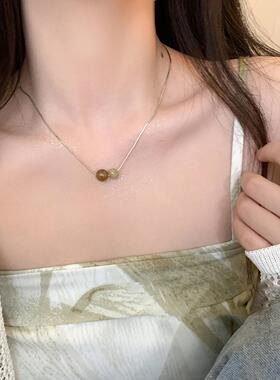 清冷风石吊坠项链女秋锁骨链