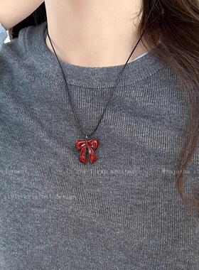 安可拉红项链小众新款极简百搭