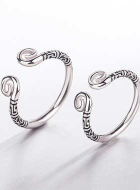 爱你一万年S925纯银至尊宝紧箍咒戒指女情侣个性一对戒男生日礼物