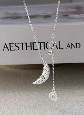 牛角包抽拉项链面包吊坠长款