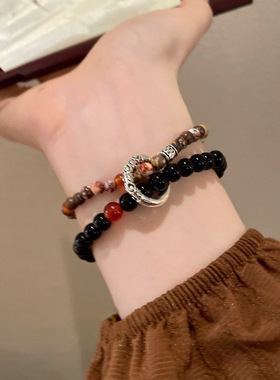 复古平安扣手串女小众设计感新中式高级感双层手链女古风手饰