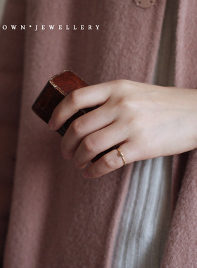 S925纯银镀14K金小胖爱心戒指 简约百搭超萌可爱心细戒指