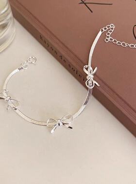 ins风简约蝴蝶结蛇骨手链女轻奢