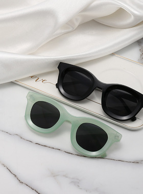 日系cherrykoko金属铰链牙墨镜新款欧美uv眼镜男女粗边方形凹